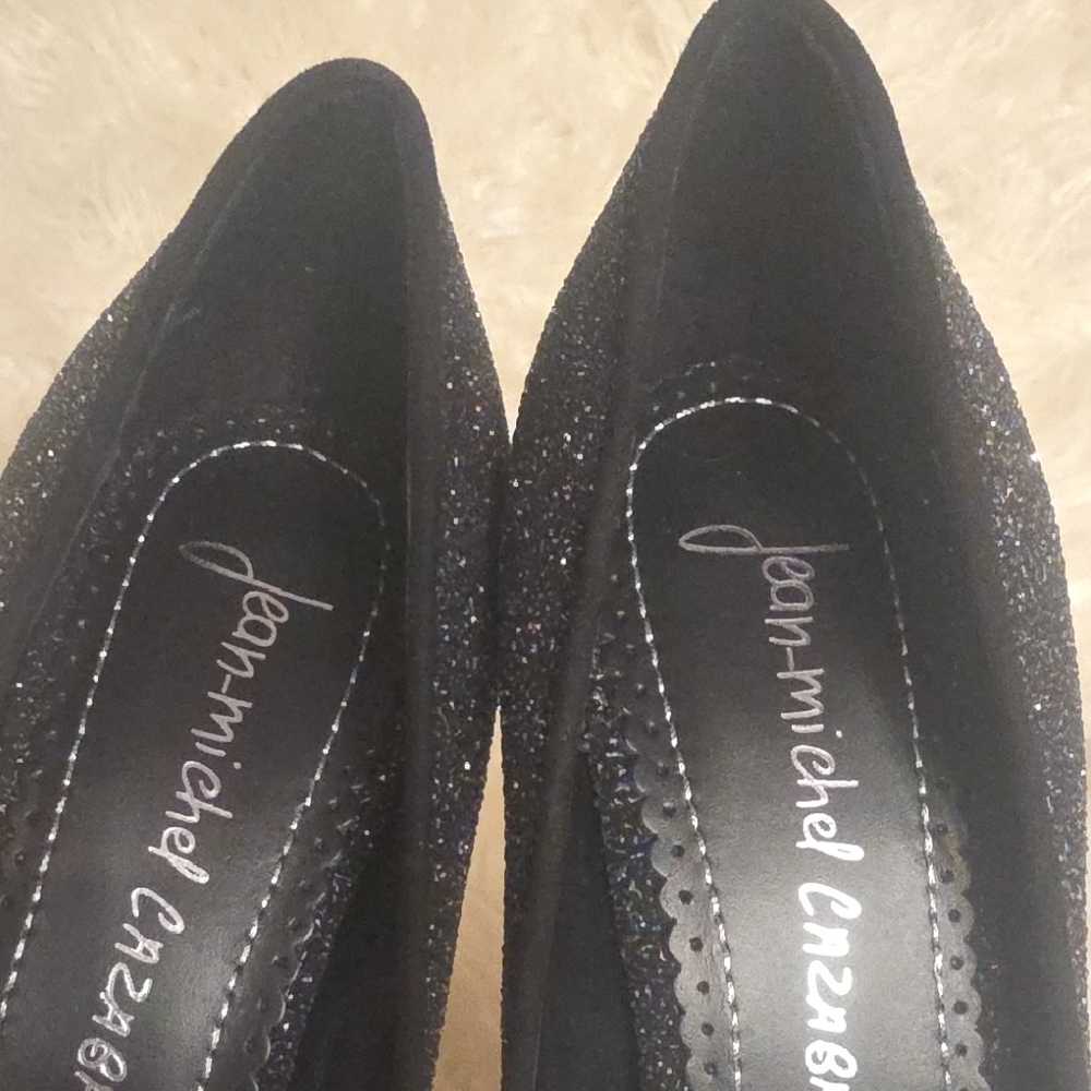 Jean-Michel Cazabat Black Glitter Pointed-Toe Stiletto Heels 4 Inches Heel 38.5 - Picture 9 of 15